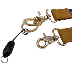 Custom Short Wrist Keychain <b>Lanyard</b> <b>Polyester</b> Thermal Transfer Printing Wrist Straps with Stitched Leather Patch & Gold Hook - Product Image 2