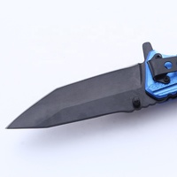 Couteau de survie multifonction en acier inoxydable bleu titane