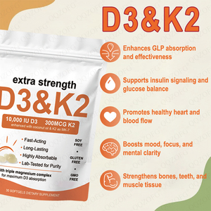 Gélules de Vitamine D3K2 en promotion OEM – Supplément de Vitamines D3K2 Complex 30 Gélules avec Huile de Coco Vierge pour la Santé Osseuse et Immunitaire - Product Image 4