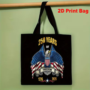 American <strong>Flag</strong> Bald Eagle Canvas Bag Patriotic USA Shoulder Bag Reusable Grocery Shopping Bag for 4th of July Independence Day - Product Image 3