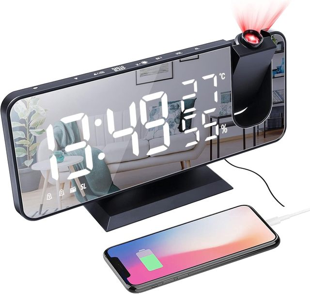 New LED Smart Electronic Desktop Table Desk LED Laser Ceiling Digital Projection Alarm Clock With Radio and Weather Station