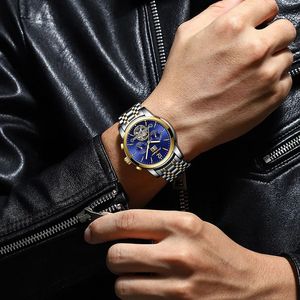 POEDAGAR 1406 Montre automatique mécanique de luxe pour homme avec tourbillon, diamètre 41 mm, bracelet en acier inoxydable, étanche 30 m, style business - Product Image 3