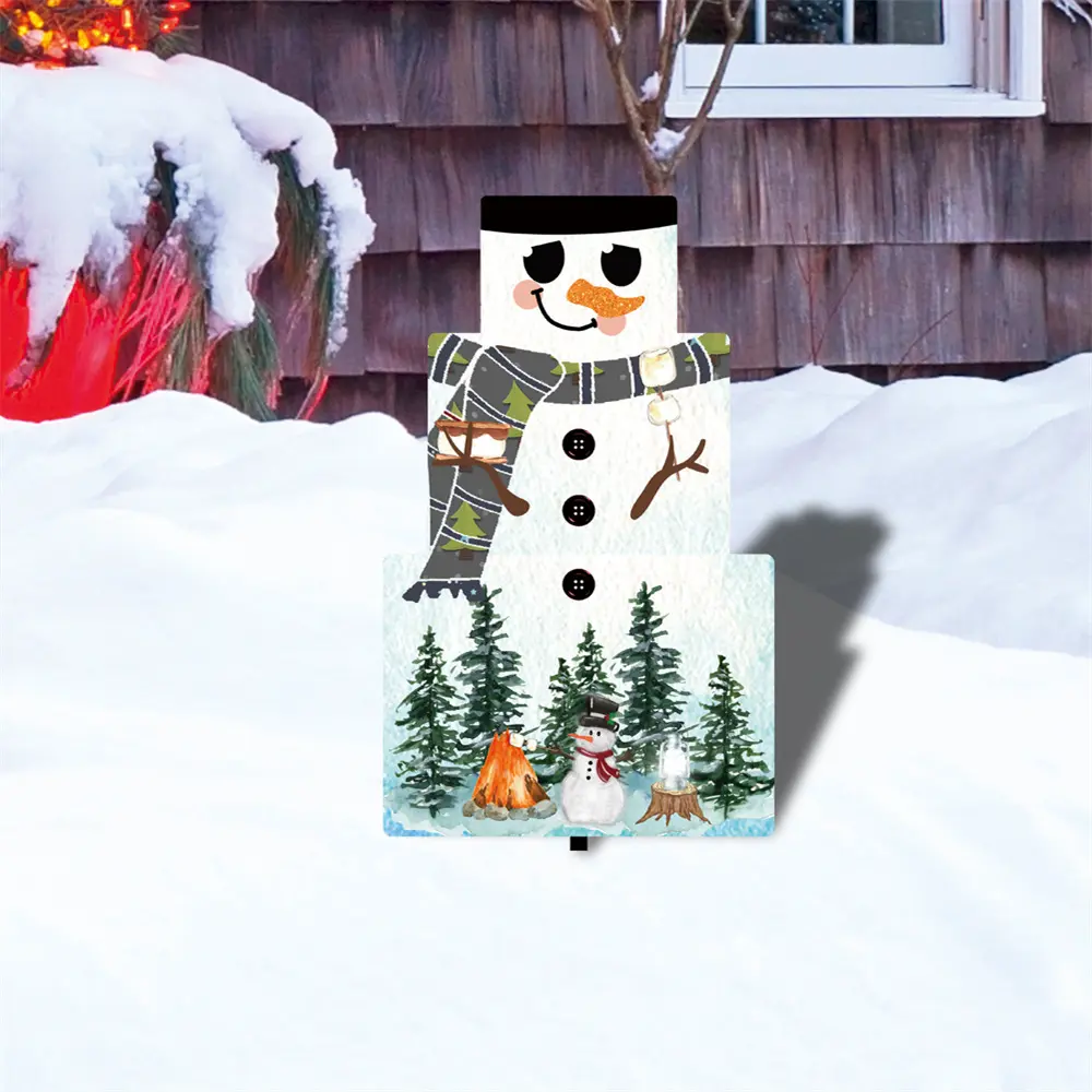 lvfan YKLU139 Christmas Snowman Landscape painting three-dimensional garden ground inserted outdoor holiday decoration ac