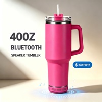 Tumbler Speaker Bluetooth 40oz, Mug Perjalanan Vakum Isolasi Stainless Steel dengan Sedotan dan Tutup, Logo Custom Grosir