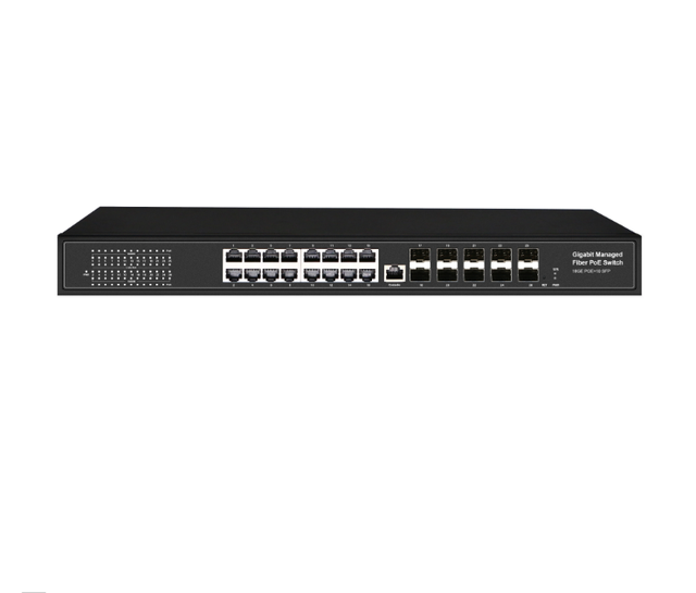 26 Port Full Gigabit Poe Switch 16* 10/100/1000M PoE Port +10* 1000Mbps SFP Slots L2 Managed IEEE802.3af/at Optic Fiber Switch