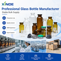 Flacon en verre tubulaire médical personnalisé XINDE de 2 ml, 5 ml, 10 ml, 15 ml, 20 ml, 25 ml, 30 ml