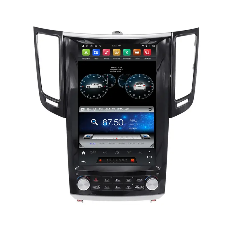 Klyde Pemutar Multimedia Audio Mobil, 12.1 ''PX6 64Gb Gaya Tesla Radio Layar Sentuh untuk FX FX25 FX35 FX37 QX70 2008 Sampai 2014