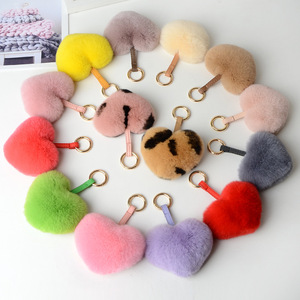 Promotion cadeau moelleux réel naturel Rex lapin fourrure porte-clés femmes pompons - Product Image 4