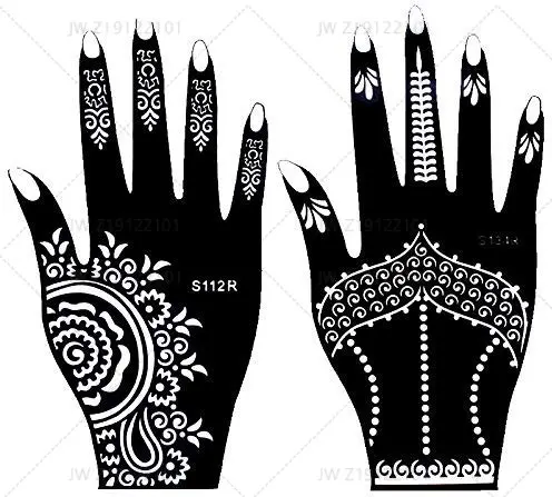 OEM Henna Tattoo Stencils Body Art Black Henna Lace Hands Tattoo Sticker for Wholesale, Gorgeous Women's Sexy 10 Pcs Temporary