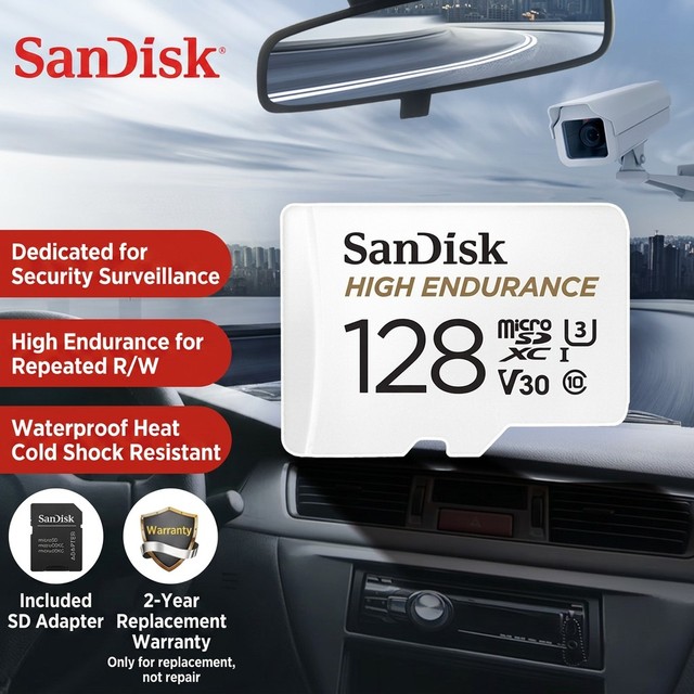 Original SanDisk HIGH ENDURANCE Memory Card 128GB Micro Tf SD Card 512G U3 V30 4K TF Flash Card for Monitor Video