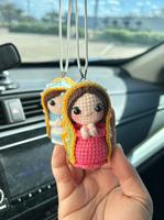 Poupée ange Vierge Marie en crochet faite à la main, amigurumi religieux en coton tricoté, pendentif, cadeau catholique chrétien, vente en gros personnalisée