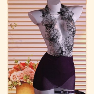 Body de encaje sexy Golden Shuttle Weaving Fun, talla única, vestido morado, tela de viscosa, para mujer, lencería, disfraz - Product Image 1