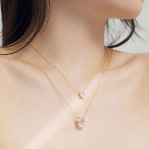 Dylam Charm Classic 925 Sterling Silver Link <b>Chain</b> Solitaire Oval 8A Crushed <b>Iced</b> Cut Zirconia Pendant Necklaces for Women - Product Image 2