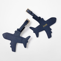 Étiquette de bagage créative en cuir PU en forme d'avion, porte-informations de voyage, porte-identifiant anti-perte pour sac