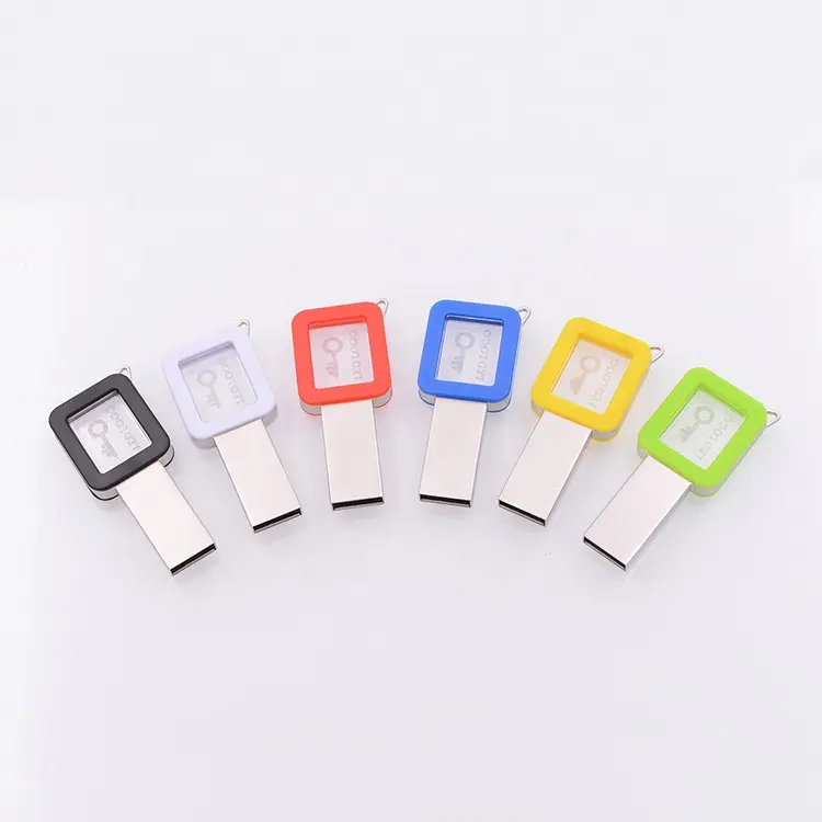 Promotional Acrylic Key USB Flash Drive 1gb 2gb 4gb 8gb 16gb 32gb 64gb 128gb LED Light Memory Stick Pendrive Cle USB Pen Drive