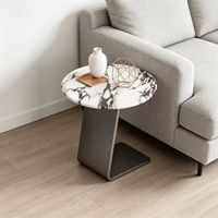 Table basse moderne de luxe italienne pour la maison, petite table en acier inoxydable, style minimaliste en marbre, table d'appoint pour canapé