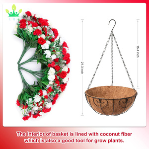 Artificial Hanging Flower Basket Silk Hanging Flower Colorful Daisy with Coconut Lining Basket for Courtyard Spring <strong>Summer</strong> <strong>Decor</strong> - Product Image 2