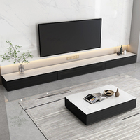 Meuble TV en bois massif Table basse Salon minimaliste moderne Maison Haut de gamme Meuble TV noir de luxe sur pied
