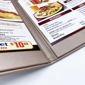 Cubierta de Menú Personalizada de Doble Cara, Portamenús de Cuero Ecológico, Tamaño Legal/Letter/A4, Libro de Menú para Restaurante - Product Image 2