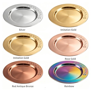 Assiette de service en métal argenté, acier inoxydable, passe au lave-vaisselle, pour mariage, dîner, dessert. - Product Image 6