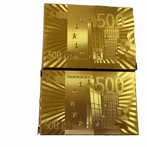 63 * 88毫米金箔500欧元钱塑料扑克防水出厂价扑克牌 - Product Image 5