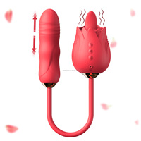 Rosen-Vibrator für Erwachsene, G-Punkt-Stoßdildo mit Zungenleck- und Stoßfunktion, Klitoris-Stimulator für Anal und Brustwarzen
