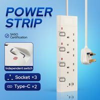 Multiprise industrielle portable standard européenne avec interrupteurs indépendants et deux ports Type-C (certifiée SASO)