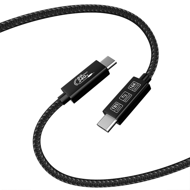 USB4 Gen4 80Gbps Type-C Type-C Cable PD240W Fast Charge Compatible Thunderbolt5 Full Featured Data Wire Nylon Braid Computers