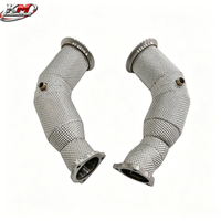 KM Euro 6 High Flow Catalyst Downpipe Heat Shield SS304 Knalpot Performa untuk Audi RS5 B9 2.9T 2019+ Baja Tahan Karat