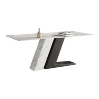 Table à manger rectangulaire en dalle de pierre, style moderne minimaliste italien de luxe, pour hôtel et appartement, 6 places