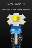 Linterna LED Recargable de Aleación de Aluminio con Pantalla de Potencia, Zoom, 100000 Lúmenes, IP66 Impermeable, Largo Alcance 400-500M, 26650