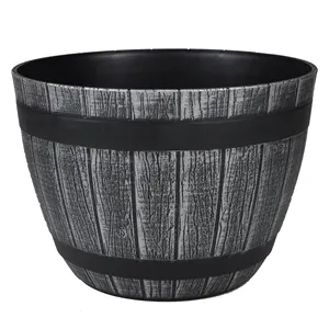 HUAZHIAI Outdoor Wicker Flower Pot 12/15/20 Polegada Rodada Plantadores Com Furo De Drenagem Barril Do Vinho Design Vasos De Flores Para Interior e