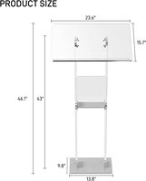 Soporte de podio acrílico moderno Iangel, atriles transparentes, púlpitos para aulas, bodas, iglesias con estante de almacenamiento con Base de Metal