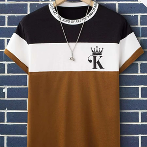 เสื้อยืดผู้ชายลายมงกุฎและสโลแกนแบบคัลเลอร์บล็อก - สั่งตรงจากโรงงาน ปรับแต่งได้ตามต้องการ.F10 - Product Image 1