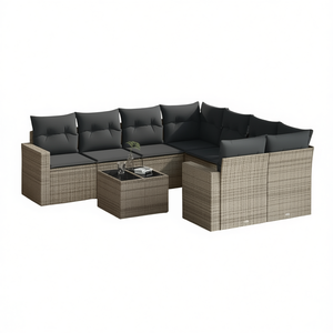 Ensemble de canapés de jardin en rotin gris 6 places, mobilier d'extérieur résistant aux intempéries, design contemporain - Product Image 1