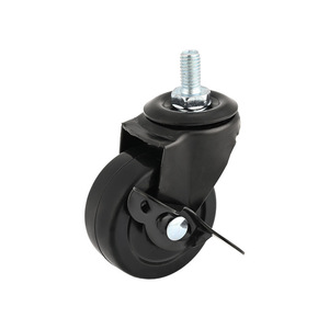 2 Inch Rubber Swivel Caster With Brake Black Industrial Wheel Firm Tread 65mm Height - Product Image 1