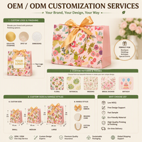 Sac cadeau en papier kraft floral avec logo personnalisé, sac pour cadeaux de fête, pour mariage, anniversaire, baby shower, vente en gros, vente au détail