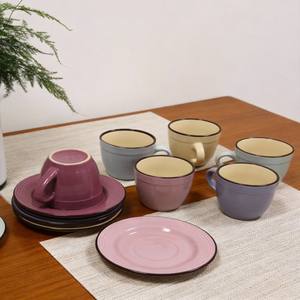 Tasses et soucoupes en céramique réactive écologiques de style rétro pour cadeaux d'affaires / Tasse et soucoupe géantes / Tasse à thé et soucoupe - Product Image 3