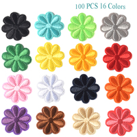 Lot de 100 pièces de patchs de fleurs de différentes couleurs, 1.7 en DIA, patchs de broderie pour bricolage, vêtements, décoration, sac, décoration