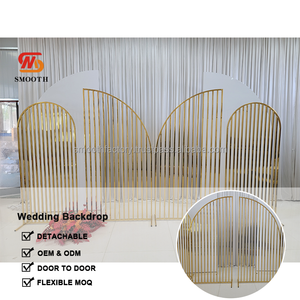 Decoración de Escenario para Bodas y Eventos LEDA, Venta Especial, Estilo Moderno, Fondo Desmontable de Acero Inoxidable Dorado - Product Image 3