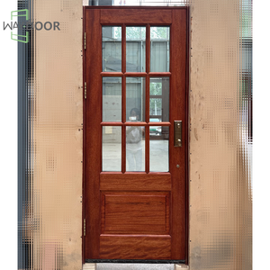 木製ドアカスタムMdfオークマホガニー木製ドアガラスパネル前吊り内装表面仕上げ無垢材フレームルームドア - Product Image 5
