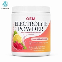 Poudre d'électrolytes LUVVITA OEM/ODM pour l'hydratation, boisson de sport à marque privée, suppléments végétaliens sans sucre, électrolytes purs en poudre
