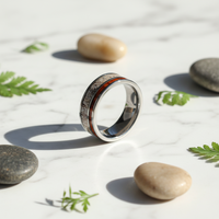 Bague en tungstène blanc à ajustement confortable avec incrustation en bois de Koa d'Hawaï et véritable bois de cerf, certifiée THX1-647, signification « Amour éternel », pour anniversaire