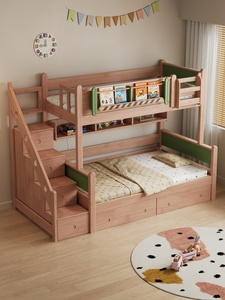 Экологичная двухъярусная кровать из массива дерева с большим пространством для хранения для детской комнаты - Product Image 3