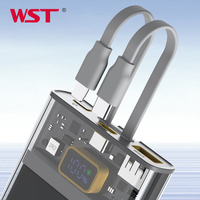 WST Chargeur de téléphone portable Power Bank LED Affichage numérique Mech Style 10000mah Power Bank Transparent Power Bank avec câble