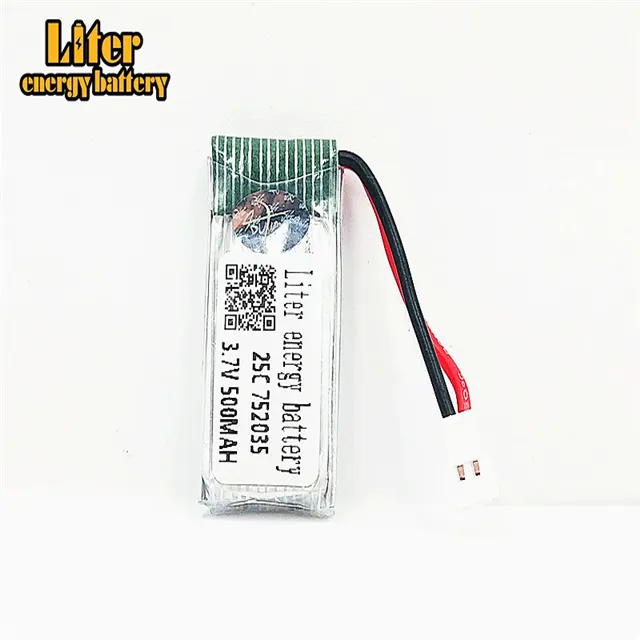 3.7V 500mAh 752035 25C Lipo Battery for For Hubsan X4 H107 H107L H107D JD385 JD388 RC Helicopter Quadcopter