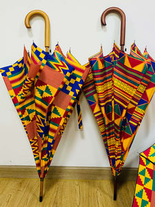 Dernier design africain motif imprimé parapluie <span class=keywords><strong>8</strong></span> os semi-automatique droit suspendu imperméable africain ankara parapluie - Product Image 5