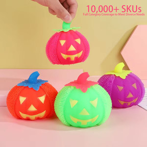 JIncan New Fancy Glitter Toy Halloween Devil Pumpkin Glow Fluffy Ball TPR Pinch Happy Decompression <b>Fidgeting</b> Toy Kids Parties - Product Image 2