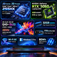 Laptop Gaming 16 Inci Intel Core Ultra 7 255HX RTX 5060 8GB GDDR7 32GB DDR5 1TB SSD 165Hz OLED QHD+ Colokan UK/US Windows 11 Pro