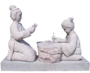 รูปปั้นหินอ่อนสีขาวตกแต่งบ้านสวน Mencius และแม่ของเขาประติมากรรมกำหนดเอง1.2m 1.5m 1.8m 2M หินแกรนิต - Product Image 4